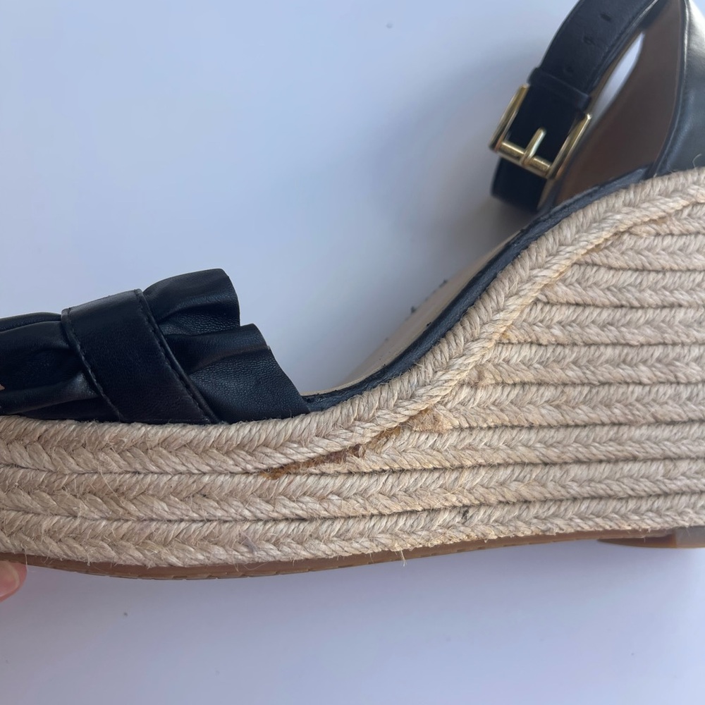Michael Kors Black Bella Ruffle Wedge Espadrille Style - Picture 6 of 10